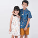 Mandarin Collar Boy Shirt - Animals in Autumn (Blue)