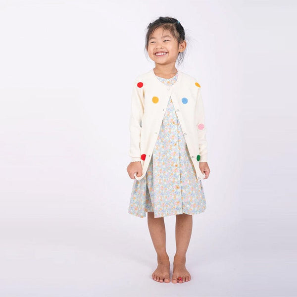 Button Down Petite Fleur Girl Dress - (Light Blue)