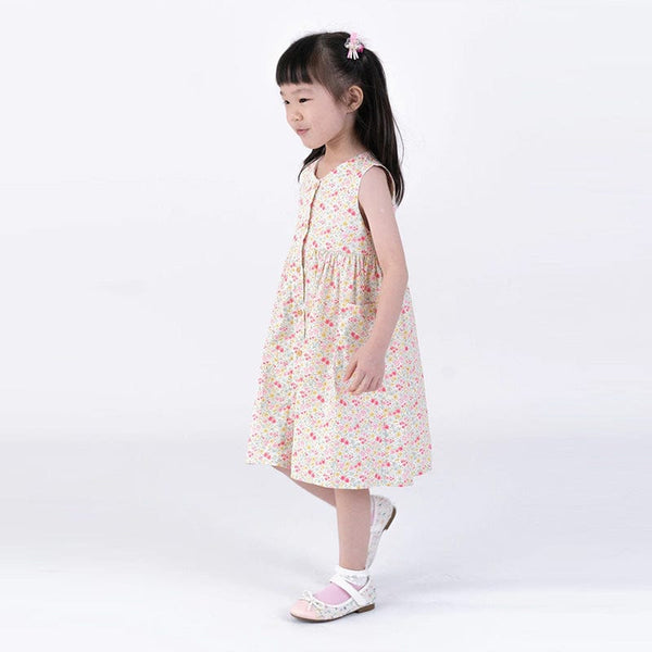 Button Down Petite Fleur Girl Dress - (White)
