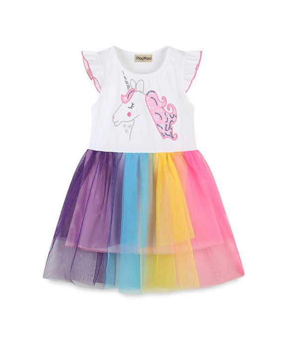 Blushing Unicorn Rainbow Layer Tutu Dress