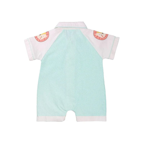 Brave Lion Stripey Green Baby Boy Cotton Onesie