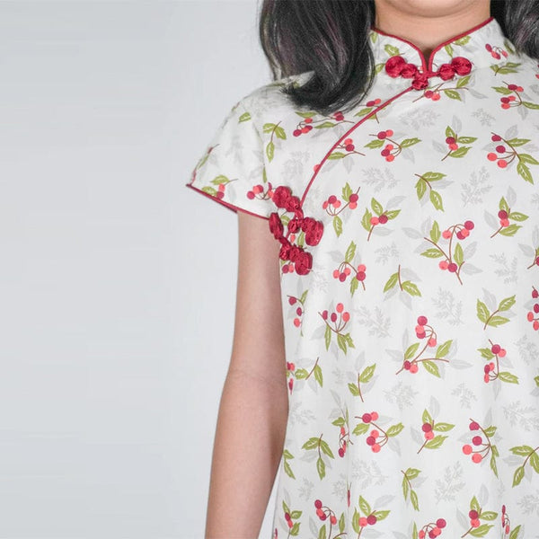 Bright Red Cherries Qipao