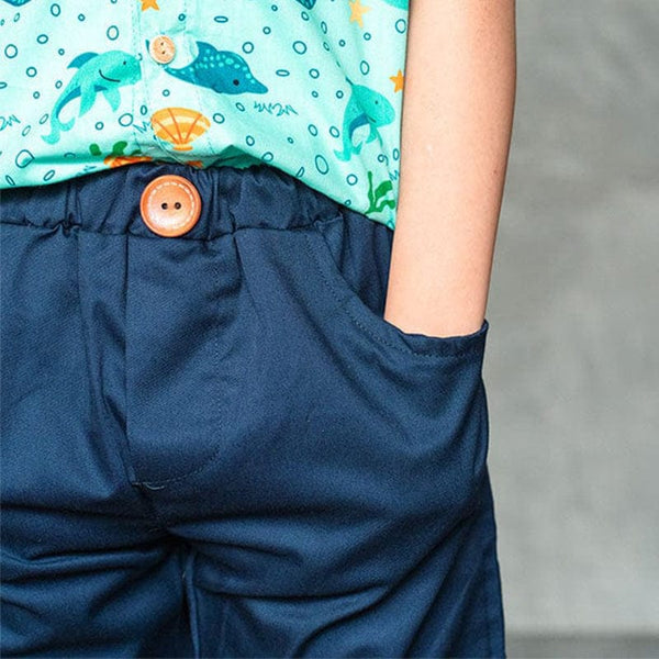 Bruno Pull Up Cotton Shorts (Navy Blue)