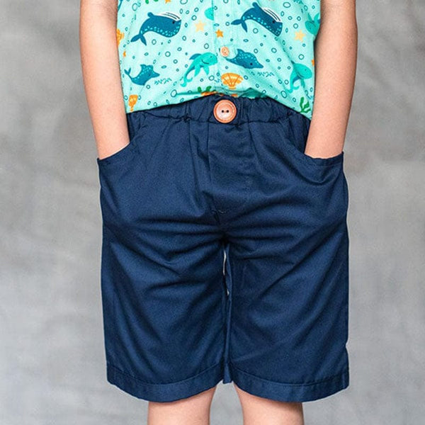 Bruno Pull Up Cotton Shorts (Navy Blue)
