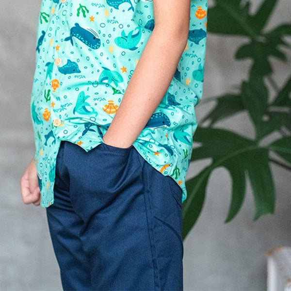 Bruno Pull Up Cotton Shorts (Navy Blue)