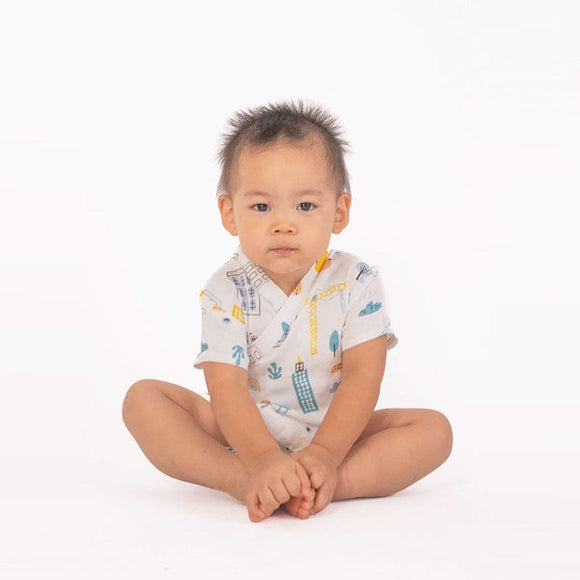 Vehicles & Buildings Cotton Kimono Style Onesie