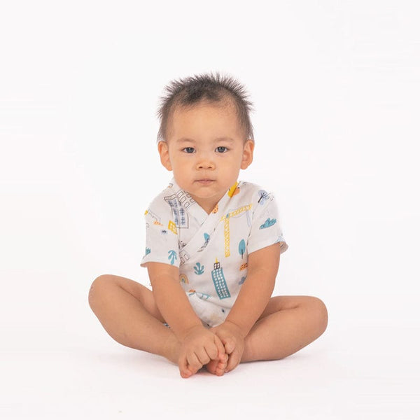 Vehicles & Buildings Cotton Kimono Style Onesie