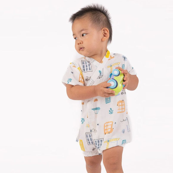 Vehicles & Buildings Cotton Kimono Style Onesie