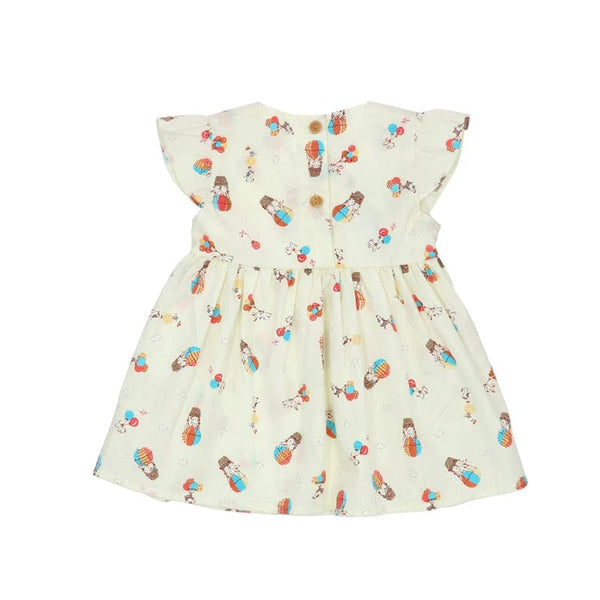 Bunnies In Hot Air Balloon Baby Doll Dress (Beige)