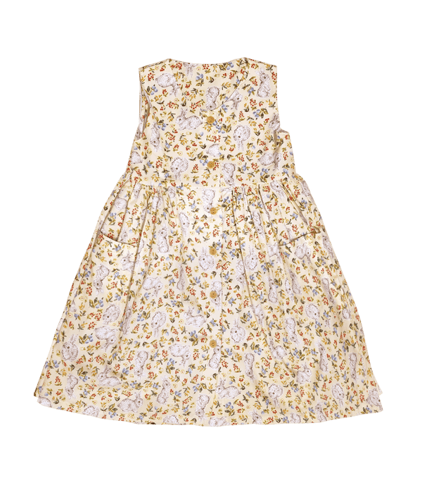 Button Down Bunny & Berries Dress (Yellow)