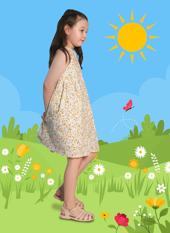 Button Down Bunny & Berries Dress (yellow)