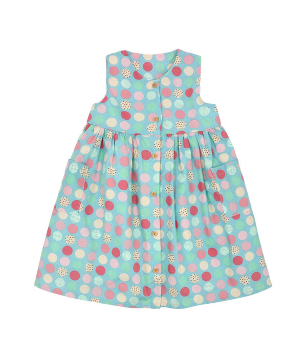 Button Down Colourful Maru Girl Dress - (Blue)