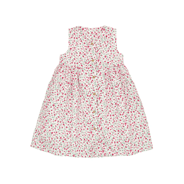 Button Down Ditsy Fleur Girl Dress - (White)
