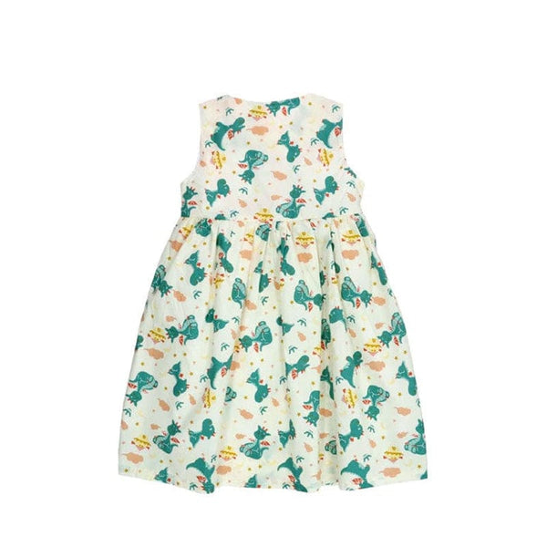 Button Down Dragons & Castles Girl Dress - (Beige)