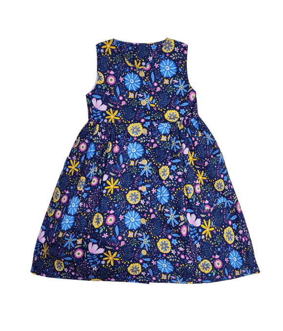 Button Down Flower Paradise Dress (Navy Blue)