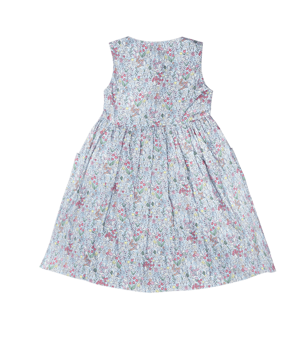 Button Down Petals & Fern  Dress (Light Blue)