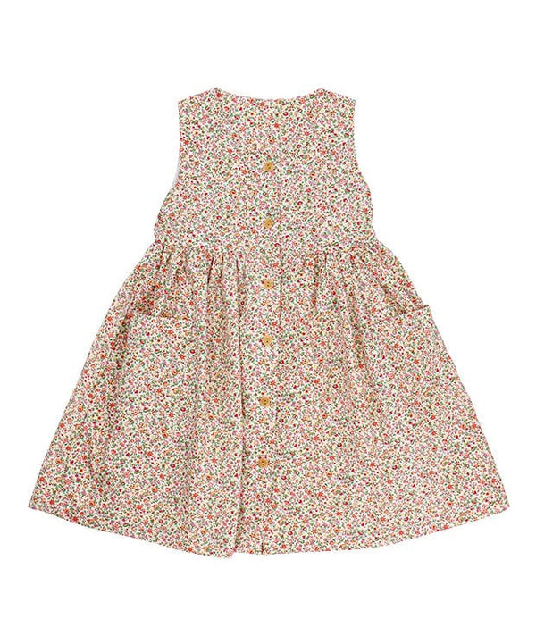 Button Down Petite Flowers Dress (Cream)