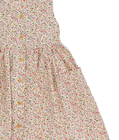 Button Down Petite Flowers Dress (Cream)