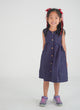 Button Down Petite Roses Dress - (Navy)