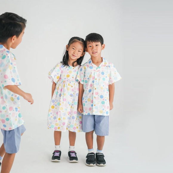 Flutter Sleeve Button Down Maru Maru Girl Dress - (White)