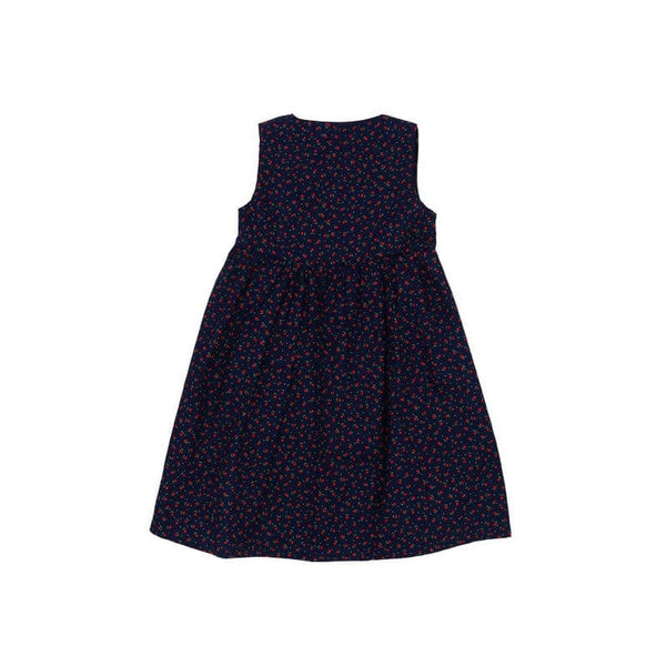 Button Down Petite Roses Girl Dress - (Navy)