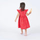 Ruffle Sleeve Button Down Flower Motif Dress (Red)