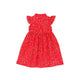 Ruffle Sleeve Button Down Flower Motif Dress (Red)