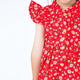Ruffle Sleeve Button Down Joyful Daisies Dress (Red)