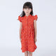Ruffle Sleeve Button Down Springtime Blooms Dress (Red)