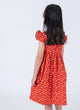 Ruffle Sleeve Button Down Springtime Blooms Dress (Red)