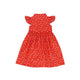Ruffle Sleeve Button Down Springtime Blooms Dress (Red)