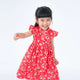 Ruffle Sleeve Button Down White Daisies Dress (Red)