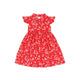 Ruffle Sleeve Button Down White Daisies Dress (Red)