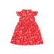 Ruffle Sleeve Button Down White Daisies Dress (Red)