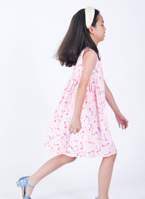 Button Down Unicorn & Lollipop Dress - (Pink)