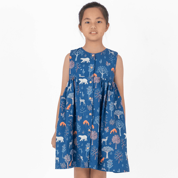Button Down Animals In Autumn Dress - (Navy)
