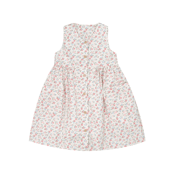 Button Down Sweet Roses Dress - (White)