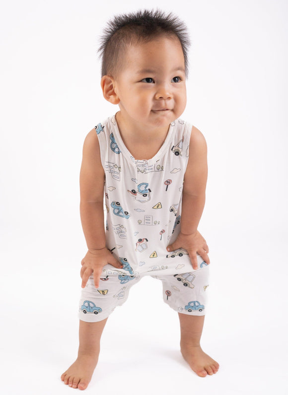 Cars & Buildings Cotton Sleeveless Onesie