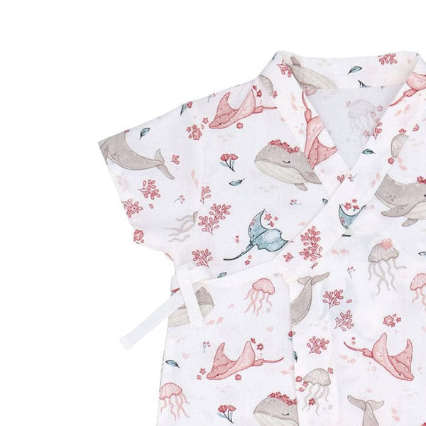 Ocean Wonderland Cotton Kimono Style Onesie