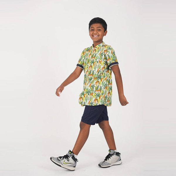Mandarin Collar Boy Shirt - Cheetah