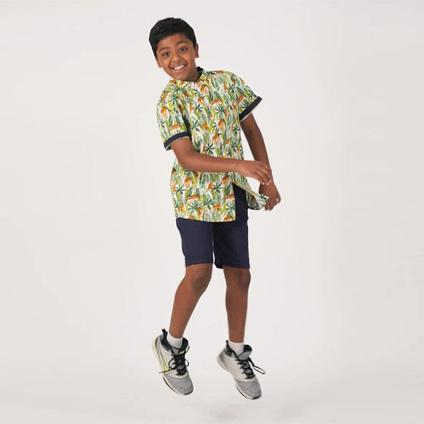 Mandarin Collar Boy Shirt - Cheetah