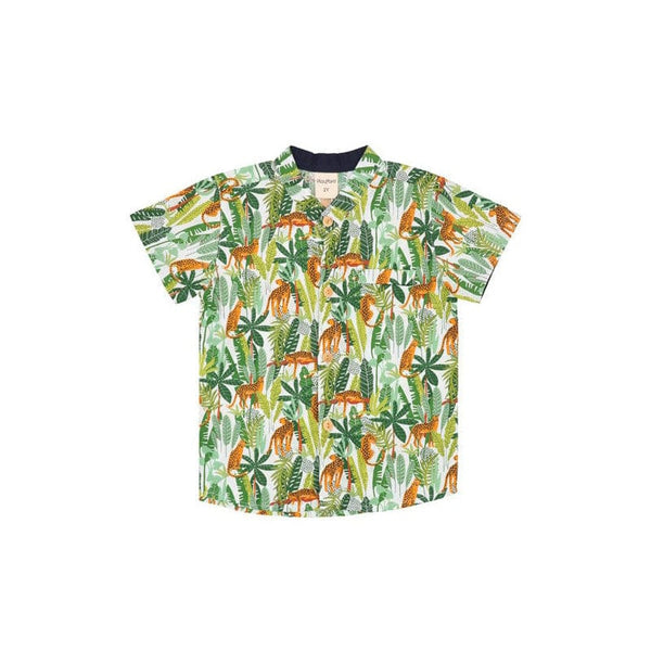 Mandarin Collar Boy Shirt - Cheetah