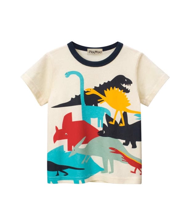 Colourful Dino Drawing Cotton Tee