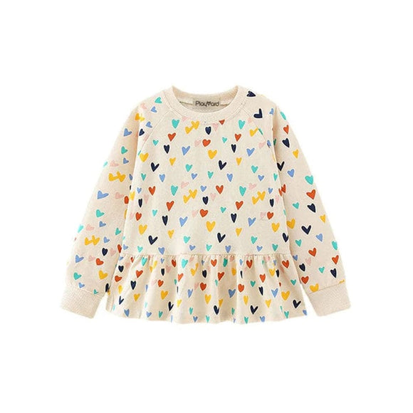 Colourful Hearts Flare Pullover Top