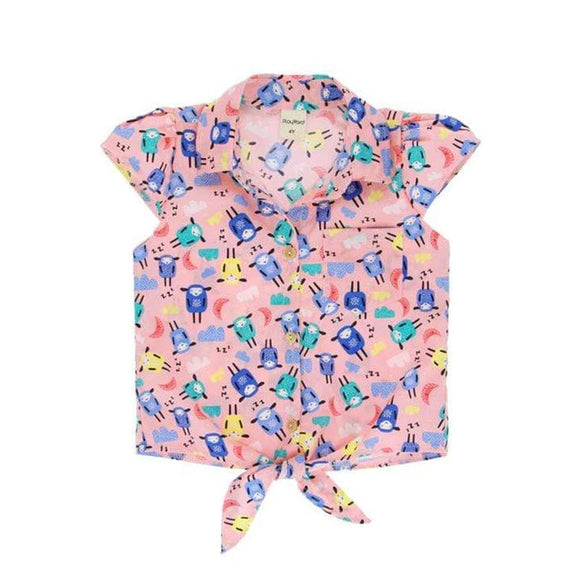Colourful Sheep Knot Sleeveless Blouse