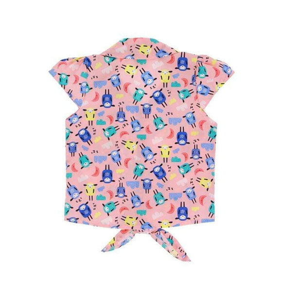 Colourful Sheep Knot Sleeveless Blouse