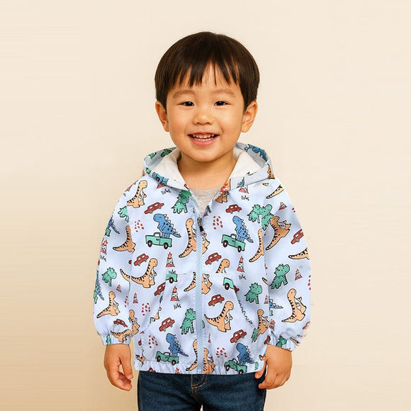Colourful Dino & Car Jacket (Light Blue)
