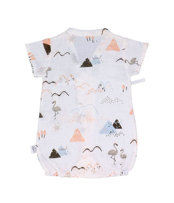 Dancing Flamingos Cotton Kimono Style Onesie