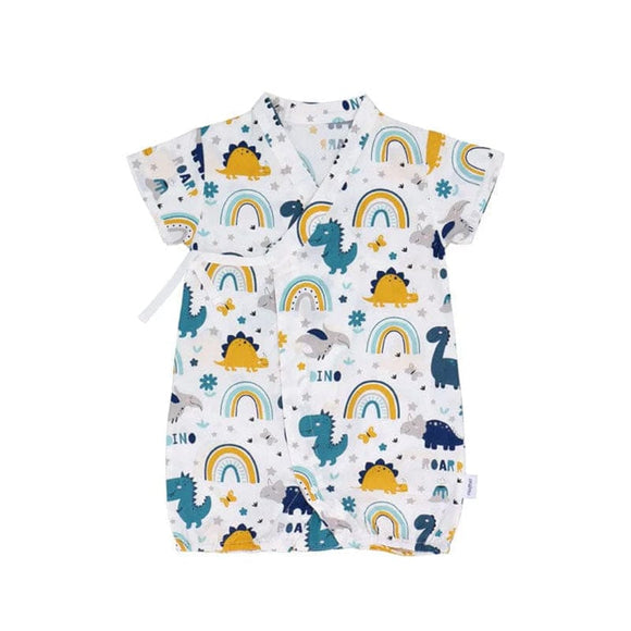 Dino & Rainbow Cotton Kimono Style Onesie