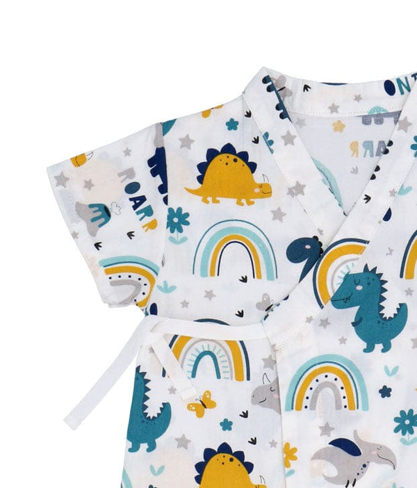 Dino & Rainbow Cotton Kimono Style Onesie